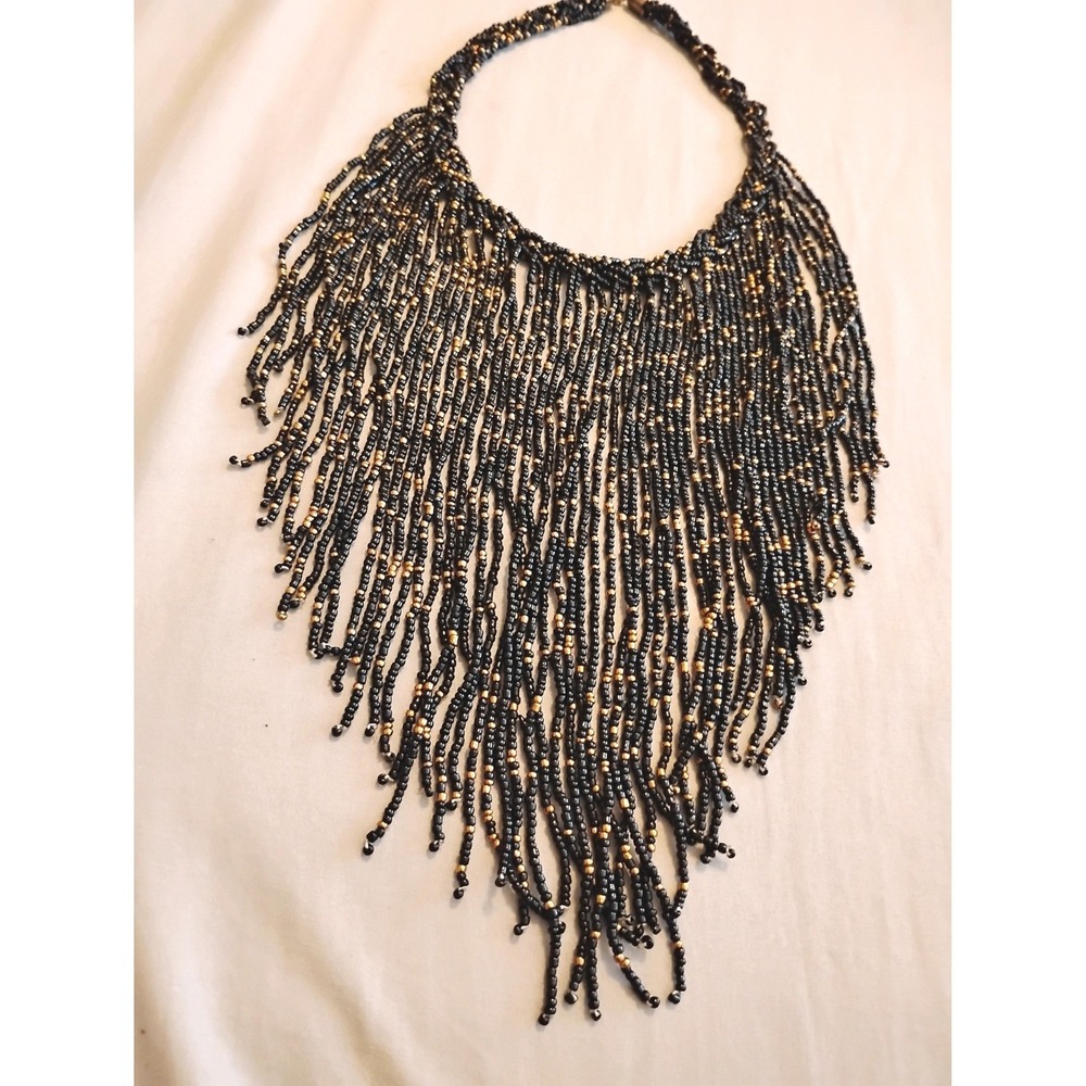 ▪️VINTAGE TWISTED BEAD WATERFALL BIB Whimsygoth witchy statement Halloween